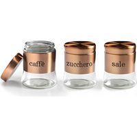 BARATTOLI TRIS SET 3 PEZZI CAFFÈ ZUCCHERO SALE 11 X 14 CM 750 ML RAME
