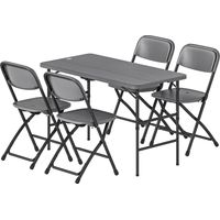 Table pliante réglable 55-74 cm + 4 chaises pliantes gris - Ensemble jardin terrasse