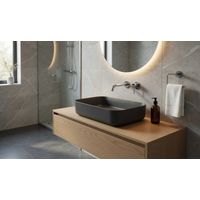 Lavabo rettangolare da appoggio senza troppo pieno in ceramica senza foro rubinetto - Antracite Opaco
