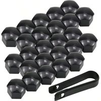 Cache-écrous de roue, cache-écrous de boulon 17 mm, cache-écrous de boulons de roue, cache-vis, cache-écrous hexagonaux noirs avec outil de retrait, décoration de voiture anti-poussière, 20 pièces