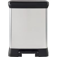 Poubelle Rectangle - DECO BIN - CURVER - 50L - Design élégant - 39 x 29 x 51 cm - Gris métallisé