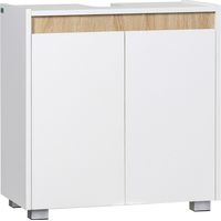 kleankin Mueble para Debajo del Lavabo Armario Bajo con 2 Puertas y Almacenamiento Interior 57x33x60 cm Blanco