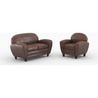 Ensemble canapé et fauteuil marron 3 places - Club