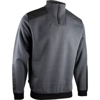 Zweifarbiges Sweatshirt mit Trucker-Kragen - LMA - Grau/Schwarz - 8092-S