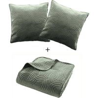Douceur D'Intérieur – Couvre-lit velours matelassé 240x260 cm – 100% polyester – Housses de coussin 60x60 cm – Design géométrique moderne – Lavable en machine