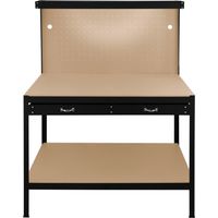 Banco da lavoro con cassetti multiuso da 120 cm con luce LED ripiani e opzioni di stoccaggio intelligenti per garage, officine e magazzini - Capacità di carico 200 kg – Nero