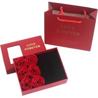 Coffret à bijoux pour la Saint-Valentin, boîte de rangement pour bijoux femme, présentoir à bijoux pour mariage, anniversaire-Red