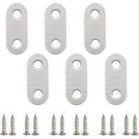 Flat Corner Brackets, 6 x Flat Straight Mounting Brackets Reinforced Stainless Steel Legs with Metal Assembly Screws for Wooden Chair, Shelf, Panel, Window, Furniture, Fixing