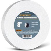 POWERTEC Ruota per smerigliatrice da banco, grana 20,3 cm, grana 60, in ossido di alluminio bianco per smerigliatrice da banco, spessore 2,5 cm, mandrino da 5/8", punte per affilatura e modellatura,