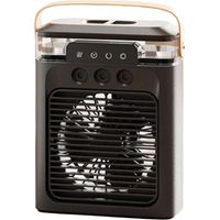 3-Speed Rechargeable Cooling Fan with Triple Nozzle, Black Quiet USB Misting Humidifier for Bedroom, Dorm & Desktop