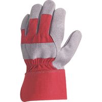 Pack mit 12 Paar Handwerks- und Dockergloves aus Rindsleder mit rotem Canvas, Größe 10