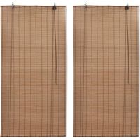 Bamboo Roller Blinds 2 pcs Brown 120 x 220 cm vidaXL