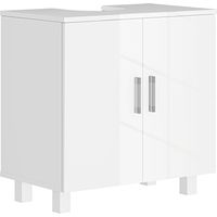 Mobile Sotto Lavabo Bagno a 2 Ante con Ripiano Centrale, in MDF, 60x35x60 cm, Bianco