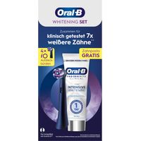 Oral-B iO Radiant White Schwarz 4er + Oral-B 3D White Clinical Kühle Minze Special Pack Aufsteckbürsten
