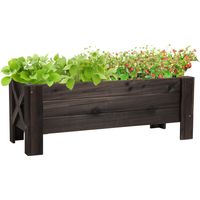 Jardinera de Madera Rectangular con Patas Elevadas y 2 Drenajes para Flores Plantas 100x36,5x36 cm Marrón