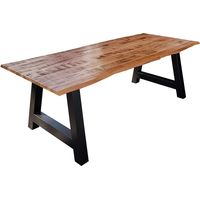 Esstisch Baumkante Massiv Mango naturfarben 280 x 100 schwarz A-Gestell DORA