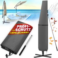 Kingsleeve Sonnenschirm Schutzhülle mit Stab bis Ø 350 cm Winterfest Groß Ampelschirm Gartenschirm Abdeckung Abdeckhaube Hülle Plane Schirmhülle Grau