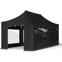TOOLPORT 3x6m PES 750 Pop up gazebo party tent PREMIUM Steel 40 mm, incl. Sidewalls with Panorama Windows, black