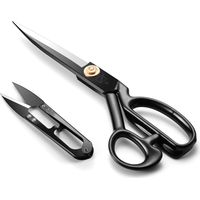 Scissors - 24 Cm High Carbon Steel Fabric Cutting Scissors With Ergonomic Rubber Handle For Sewing Tailoring Upholstery Quilting - 1 Pair