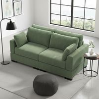 Divano a 2 posti in velluto a coste – Divano lineare spazioso e confortevole con 2 cuscini e braccioli, 188x88x85 cm - Verde