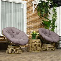REDOM Salon de jardin 3 pièces, fauteuils et table 45x45x45 cm, pieds réglables, rattan coffee