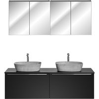 Ensemble meuble double vasques à poser + cabinets miroirs - 160 cm - Rosario Black - Livraison gratuite