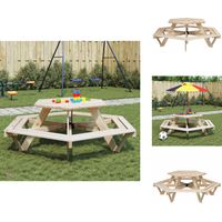 Table de pique-nique pour 6 enfants avec bancs hexagonal sapin - Table De Pique-nique - Tables De Pique-nique - Banc De Pique-nique - Table De Pique-nique D'extérieur