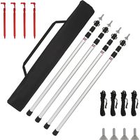 Jiubiaz 4 pièces poteaux télescopiques pour tente 88–234 cm, mât d’auvent en aluminium