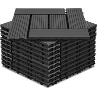 TolleTour Set di 33 piastrelle per terrazza in WPC a 6 doghe 3 m², 30 x 30 cm, piastrelle agganciabili in composito di legno antracite