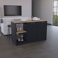 Ilot de cuisine Enebro en mélaminé avec 2 portes et 6 étagères, multicolore, 90 cm X 150 cm X 64 cm