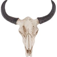 Long Horn Cow Skull Steer Bull Head Sculpture Résine Animal Head Skull Skeleton Mur Suspendu Décor Créatif Ornements D' Halloween Artisanat pour Le Bureau à Domicile Halloween