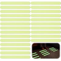 24pcs Glow in the Dark Anti Slip Tape, Luminous Self Adhesive Stair Stickers, Waterproof Non-Slip Bath & Kitchen Safety Strips for Indoor/Outdoor Steps, Poolside & Workshop, Reflective Warning Tape