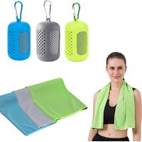 Lot de 3 serviettes rafraîchissantes microfibre à séchage rapide, avec étuis silicone. Idéal fitness et sports.