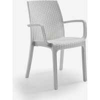 Silla apilable de ratán con reposabrazos para bar y jardín Indiana BICA - Blanco