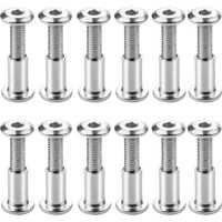 12 Stück M6 x 20 mm Bindungsschrauben, Verbindungsschrauben mit Bolzen, Innensechskant-Befestigungsschrauben, Flachkopf-Bindungsschraube mit Hülsenmutter zum Verbinden von Schränken, Regalen