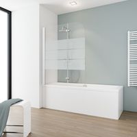Pare-baignoire pliant 112 x 140 cm, verre 5 mm, paroi de baignoire 2 volets, écran de baignoire pivotant, Komfort Schulte, décor sérigraphié sablé dépoli light, profilé blanc