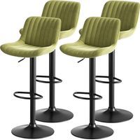 Lot de 4 tabourets de bar pivotants verts, velours – Hauteur réglable, rotation 360° pour salle à manger