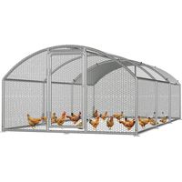 Wolketon Poulailler 3×6×2 m avec toit arqué – Enclos pour petits animaux, volière extérieure, cage à poules en acier galvanisé