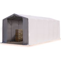 Zelthalle 6x12m Lagerzelt Industriezelt 4m Seitenhöhe PVC Plane 850 N grau 100% wasserdicht Ganzjahreszelt mit Reißverschlusstor