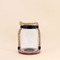 Lanterne en verre poignée corde 16x19cm