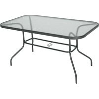 Table de jardin, en métal, en verre, gris, 140L, 80l, pour terrasse jardin, repas extérieur, terrasse balcon jardin