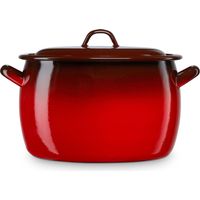 Briebe Ignea Olla Abombada Cocina Inducción 24cm, Cazuela 7,5 L Tapa Acero Esmaltado, Fuego, Horno Vintage Rojo