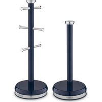 Tower T826172MNB Belle Mug Tree and Towel Pole Set, Stainless Steel, Midnight Blue
