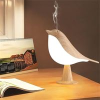 Lámpara de noche con forma de pájaro, lámpara de mesa inalámbrica recargable con 3 temperaturas de color y sensor táctil, perfecta para mesita de noche de dormitorio (Maple)