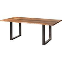 Baumtisch Akazie 260x100x76 natur lackiert / Epoxid schwarz, U-Beine anthrazit glänzend EPOXYMassivmoebel24 GmbH
