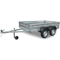 Monmobilierdesign – Remorque double essieu en acier 265 cm – Ridelles avant/arrière ouvrantes – Châssis galvanisé – PTAC 500 kg – Caisse L 265 x l 132 cm
