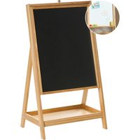 Chevalet Double Face en Bois de Pin Tableau Noir et Magnétique Meuble Chambre Salle de Jeux Enfant Marron Clair Yamba