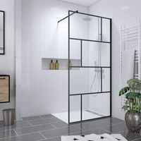 Pack Parete Doccia 100x195 cm + Piatto Acrilico Bianco Effetto Pietra 100x80