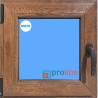 Ventana PVC 500x500 Roble Dorado Oscilobatiente Izquierda Vidrio Mate