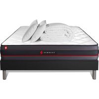 Ensemble matelas sommier Regen 180 x 200 cm - Couleur : Noir avec 2 oreillers et couette